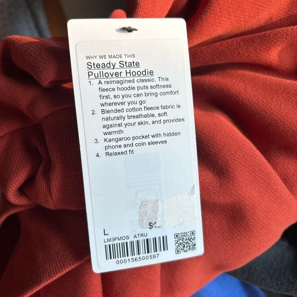 Lululemon Steady State Pullover Hoodie ATRU Autumn Rust NWT Size L Unisex Fall - Picture 8 of 17